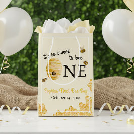 Sacola Para Presentes Média Sweet To Bee One First Birthday Watercolor Bees