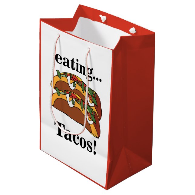 Sacola Para Presentes Média Taco Tacos Funny Birthday (Frente inclinada)