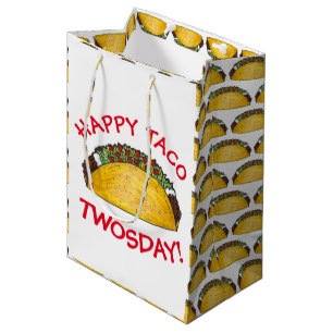 Sacola Para Presentes Média Taco TWOSday Terça-feira Festa do segundo aniversá