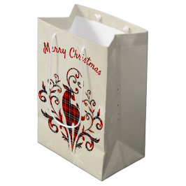 Sacola Para Presentes Média Tartan Xadrez Deer On Snowflake Design