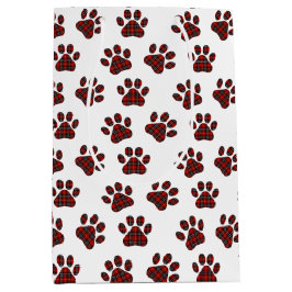 Sacola Para Presentes Média Tartan Xadrez Paw Prints