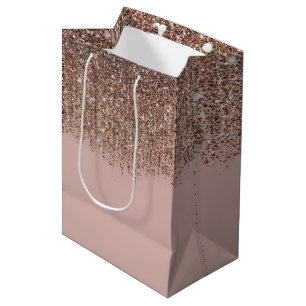 Sacola Para Presentes Média Taupe Blush Rosa Rosa Rosa Rosa Bronze Dourado Gla
