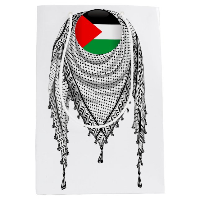 Sacola Para Presentes Média Tecido Tradicional do Keffiyeh Scarf Palestino (Frente)