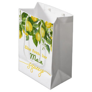 Sacola Para Presentes Média Tema de casamento de limão Main Squeeze para chá d