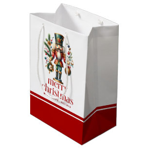 Sacola Para Presentes Média Tema de Natal Festivo Nutcracker
