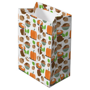 Sacola Para Presentes Média Tema de padrão de comida de Ação de Graças