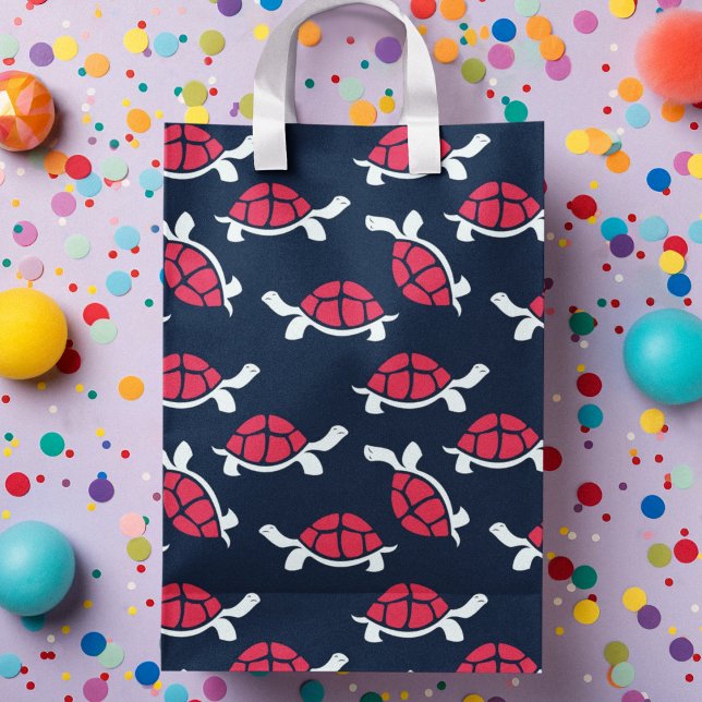 Sacola Para Presentes Média Tema Escuro Cartoon de Tartaruga (gift bag, birthday surprise gift bag, teddy bear gift bag, wine gift bag, travel bag, use and throw )