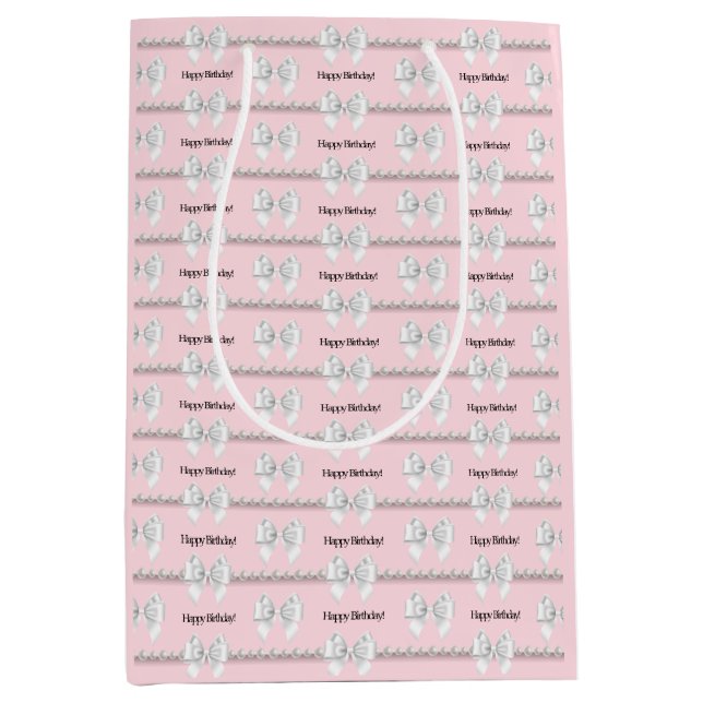 Sacola Para Presentes Média Tema Glam Pink Tiffany Bougie Aniversário (Frente)