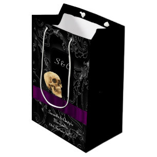 Sacola Para Presentes Média Tema preto-escuro do crânio gótico
