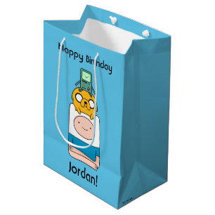 Sacola Para Presentes Média Tempo de Aventura BMO, Jake e Finn