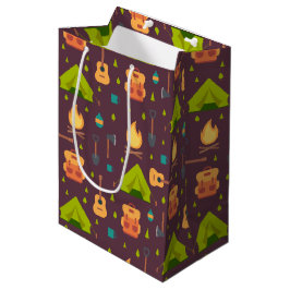 Sacola Para Presentes Média Tendas e Guitarras de padrão de acampamento russo