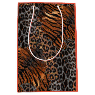 Sacola Para Presentes Média Tendência de pele de tigre-leopardo