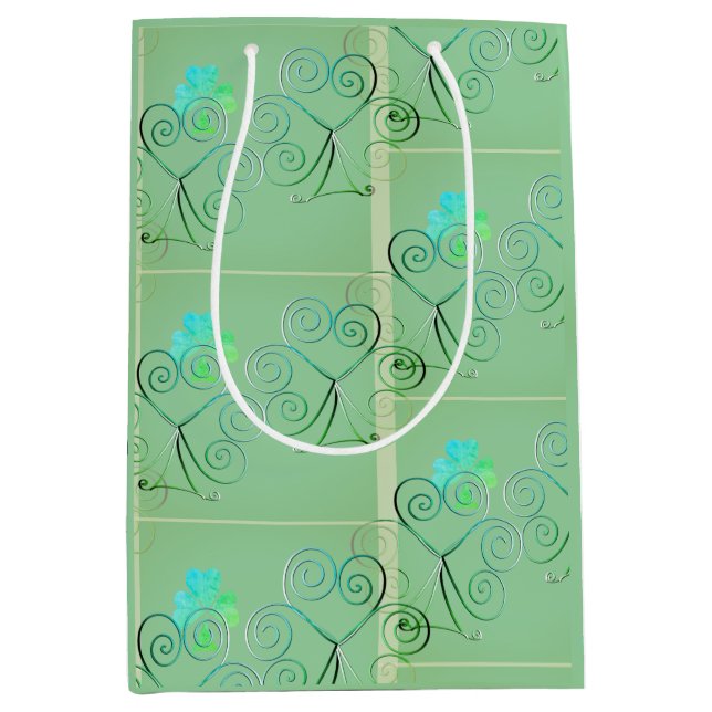 Sacola Para Presentes Média Tenha um feliz Dia de São Patrício Shamrock Mistur (Frente)