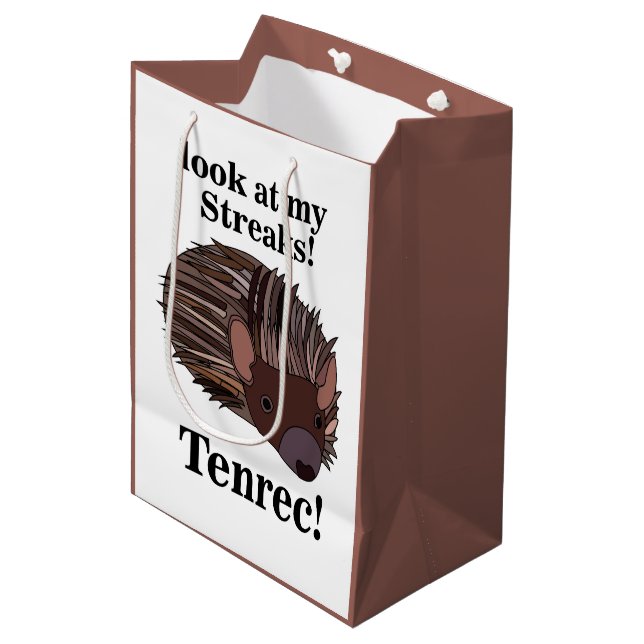 Sacola Para Presentes Média Tenrec Animal Engraçado (Frente inclinada)
