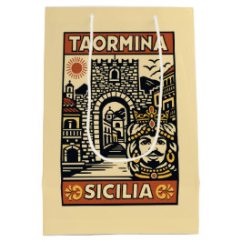 Sacola Para Presentes Média Terracota Antiga Cabeça de Mouro Taormina Sicília