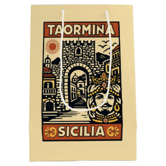 Sacola Para Presentes Média Terracota Antiga Cabeça de Mouro Taormina Sicília