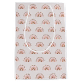 Sacola Para Presentes Média Terracotta Boho Arco-Íris, Papel De Molho Rosa Dus