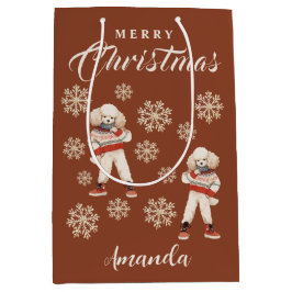 Sacola Para Presentes Média Terracotta Snowflakes Poodle