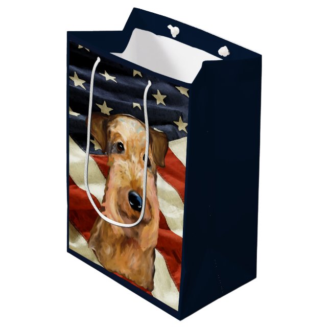 SACOLA PARA PRESENTES MÉDIA TERRIER AIREDALE     (Frente inclinada)
