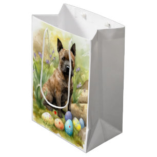 Sacola Para Presentes Média Terrier da Baía de Chesapeake com Feriado de Ovos 
