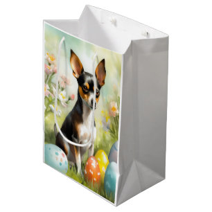 Sacola Para Presentes Média Terrier de Rato com Feriado de Ovos de Páscoa