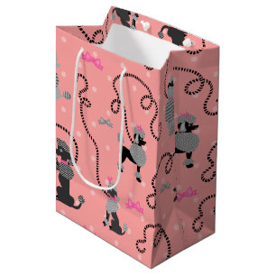 Sacola Para Presentes Média Teste padrão cor-de-rosa da saia da caniche e
