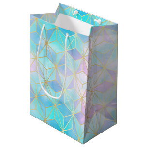 Sacola Para Presentes Média Teste padrão geométrico de vidro iridescente