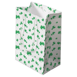 Sacola Para Presentes Média Teste padrão irlandês verde do trevo do inclina