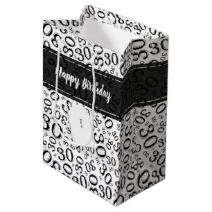 Sacola Para Presentes Média Teste padrão preto e branco do número do