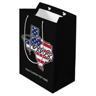 Sacola Para Presentes Média Texas de texto personalizado