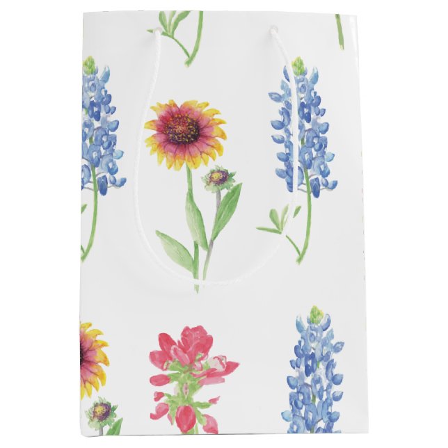 Sacola Para Presentes Média Texas Wildflower Pattern (Frente)