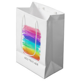 Sacola Para Presentes Média Texto Personalizado do Arco-Íris Arco-Íris Brushst