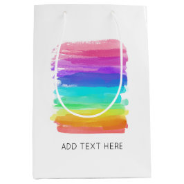 Sacola Para Presentes Média Texto Personalizado do Arco-Íris Arco-Íris Brushst