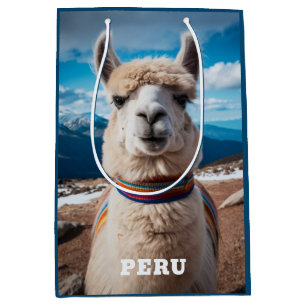 Sacola Para Presentes Média Texto Personalizado Peru Llama