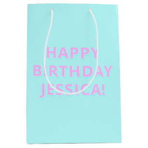 Sacola Para Presentes Média Texto Personalizável Feliz Aniversário para Qualqu