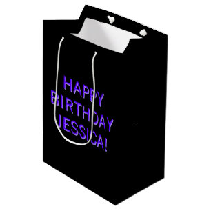 Sacola Para Presentes Média Texto Personalizável Feliz Aniversário para Qualqu