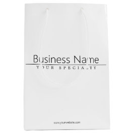 Sacola Para Presentes Média Texto Preto Simples e Elegante sobre Branco