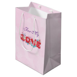 Sacola Para Presentes Média Texto Red Love em Bold Block Letters Watercolor