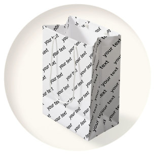 Sacola Para Presentes Média Texto repetitivo personalizável Branco e preto mod