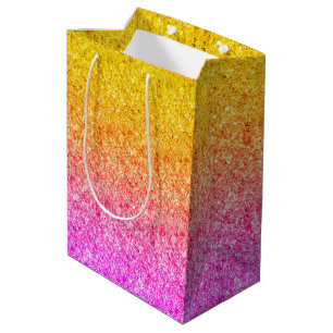 Sacola Para Presentes Média Textura Da Lente De Gradiente Cor-De-Rosa A Amarel