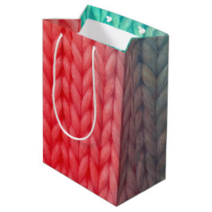 Sacola Para Presentes Média Textura de ponto de tricô em cores gradientes