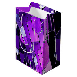 Sacola Para Presentes Média Textura Metálica Plum Noir Glitch Glam
