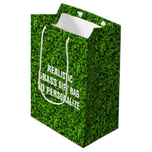 Sacola Para Presentes Média Textura Realista de Foto Grass Verde Engraçado