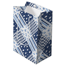 Sacola Para Presentes Média Texturas Azuis