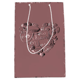 Sacola Para Presentes Média "Thank You" Mauve Gift Bag