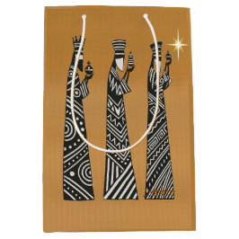 Sacola Para Presentes Média Three Wise Men Black & White Christmas Nativity