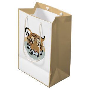 Sacola Para Presentes Média Tigre De Cabeça De Tigre Selvagem