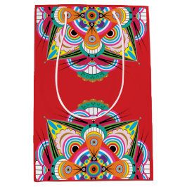 Sacola Para Presentes Média Tigre Dragão Mandala Saco Médio de Presente