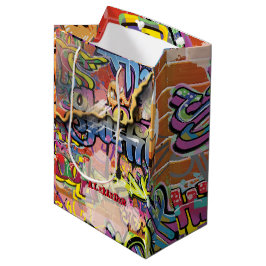 Sacola Para Presentes Média Tijolos riscados pintados com Grafite
