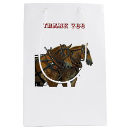 Sacola Para Presentes Média Time de Cavalo de Tração Belga em Papel